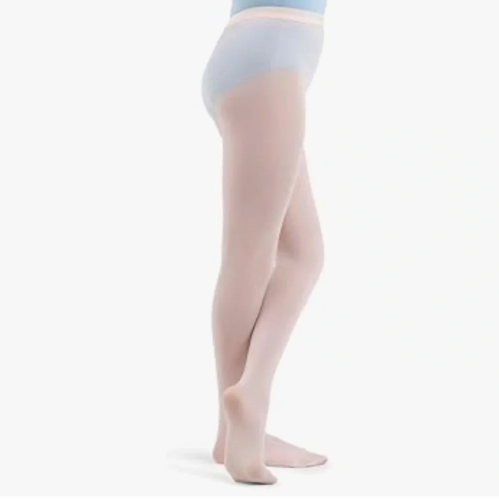 CAPEZIO Hold and Stretch Footed Tights Ballerina Pink Girls Size Small